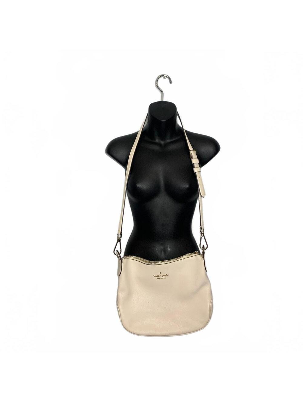 Kate Spade Bailey White - Parchment Leather Crossbody Silver Hardware